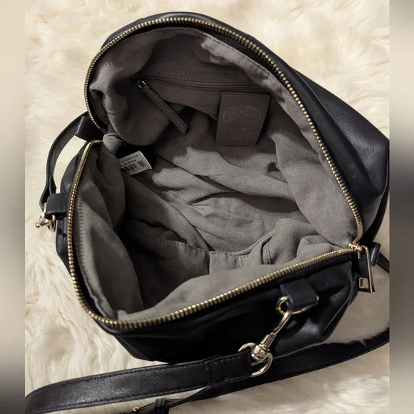 Vince Camuto Supple Soft Black Leather Cross Body Shoulder Bag - Picture 5 of 7